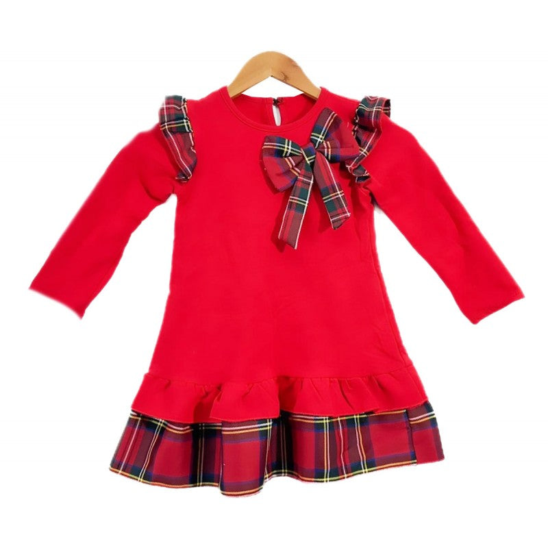 Girls red &tartan dress