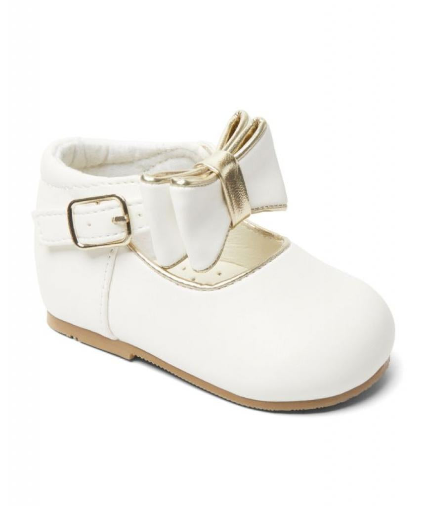 Sevva white & gold girls shoes