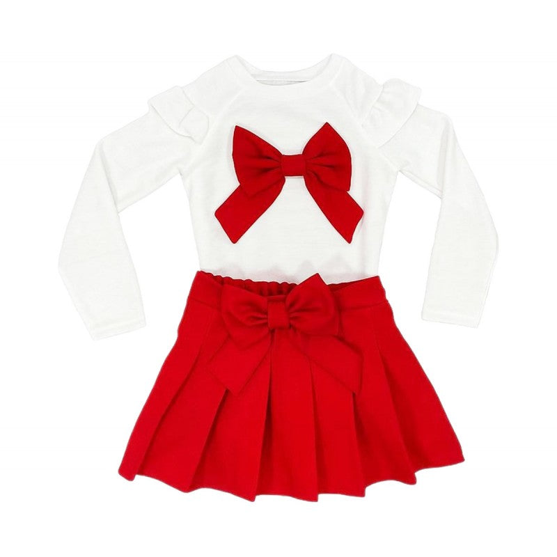 Girls red bow sets