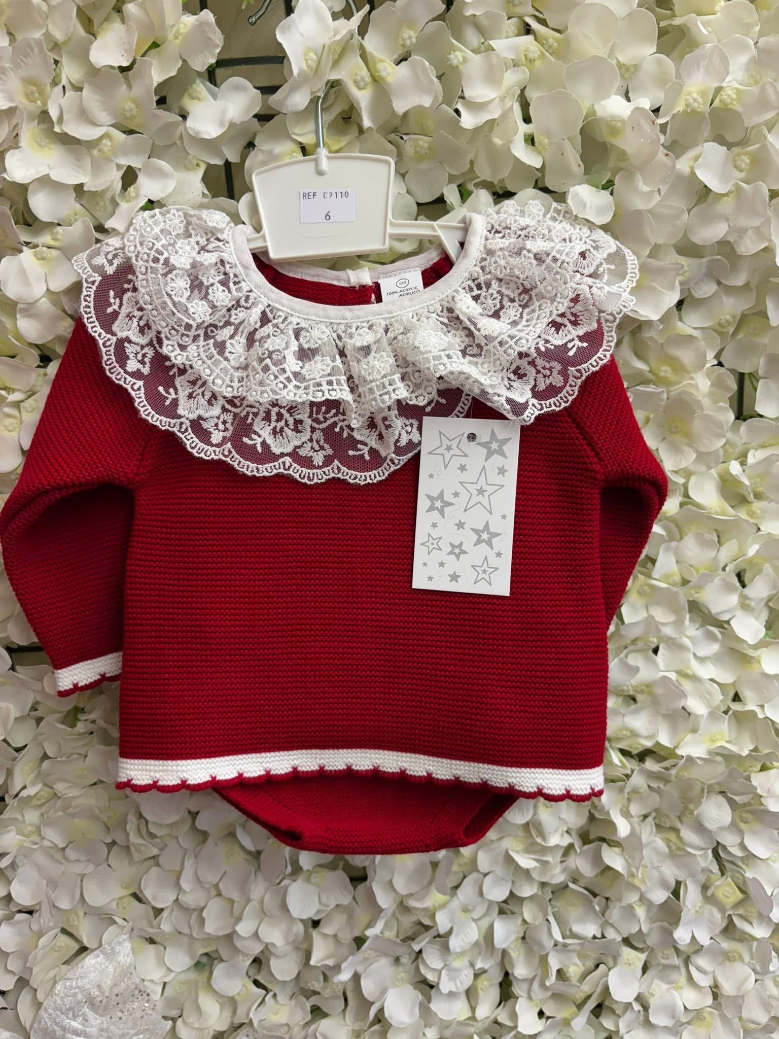 Little stars red girls knitted jam pants set