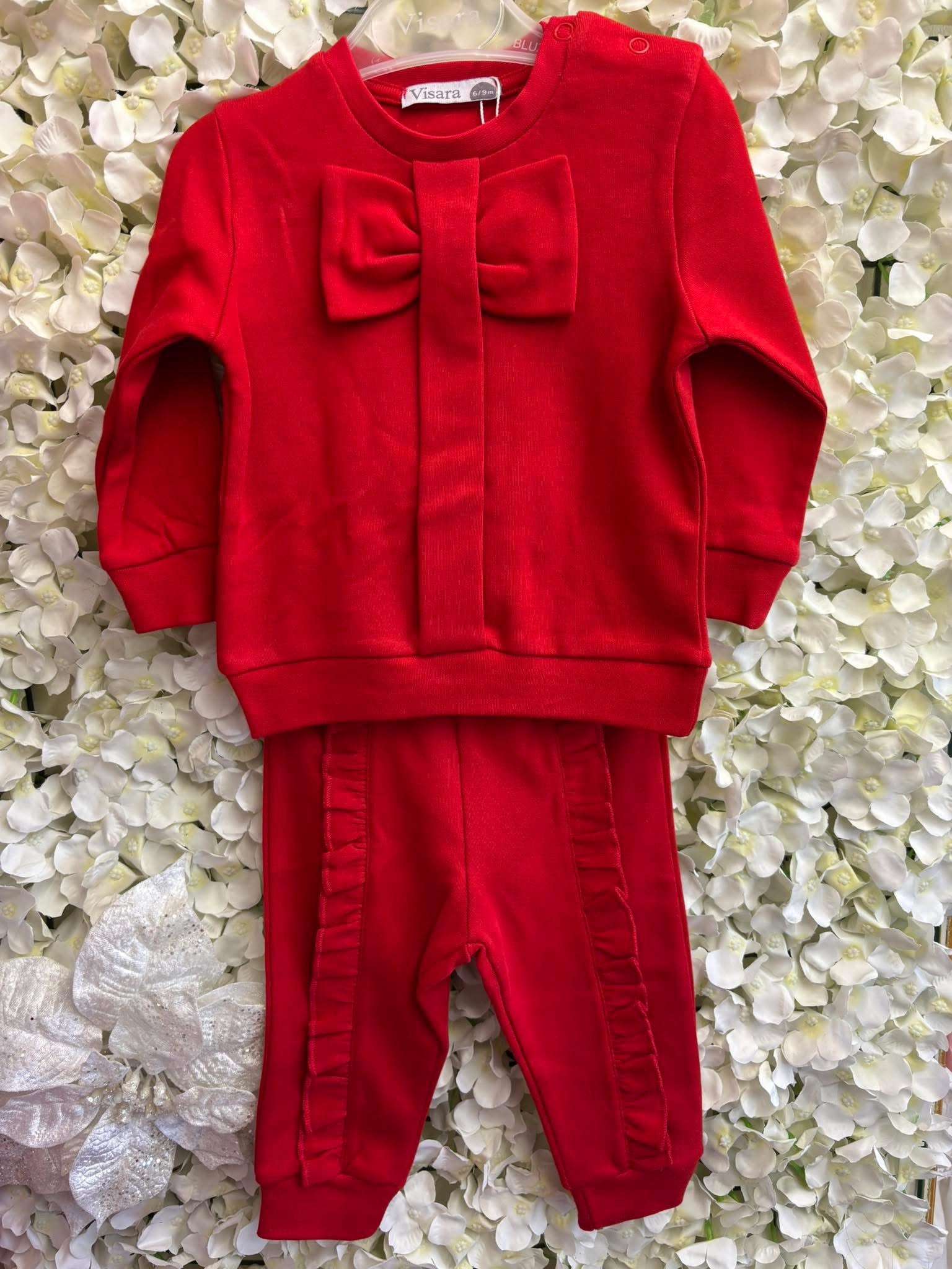 Visara red bow & frill tracksuit