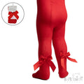 Soft touch red jacquard girls tights