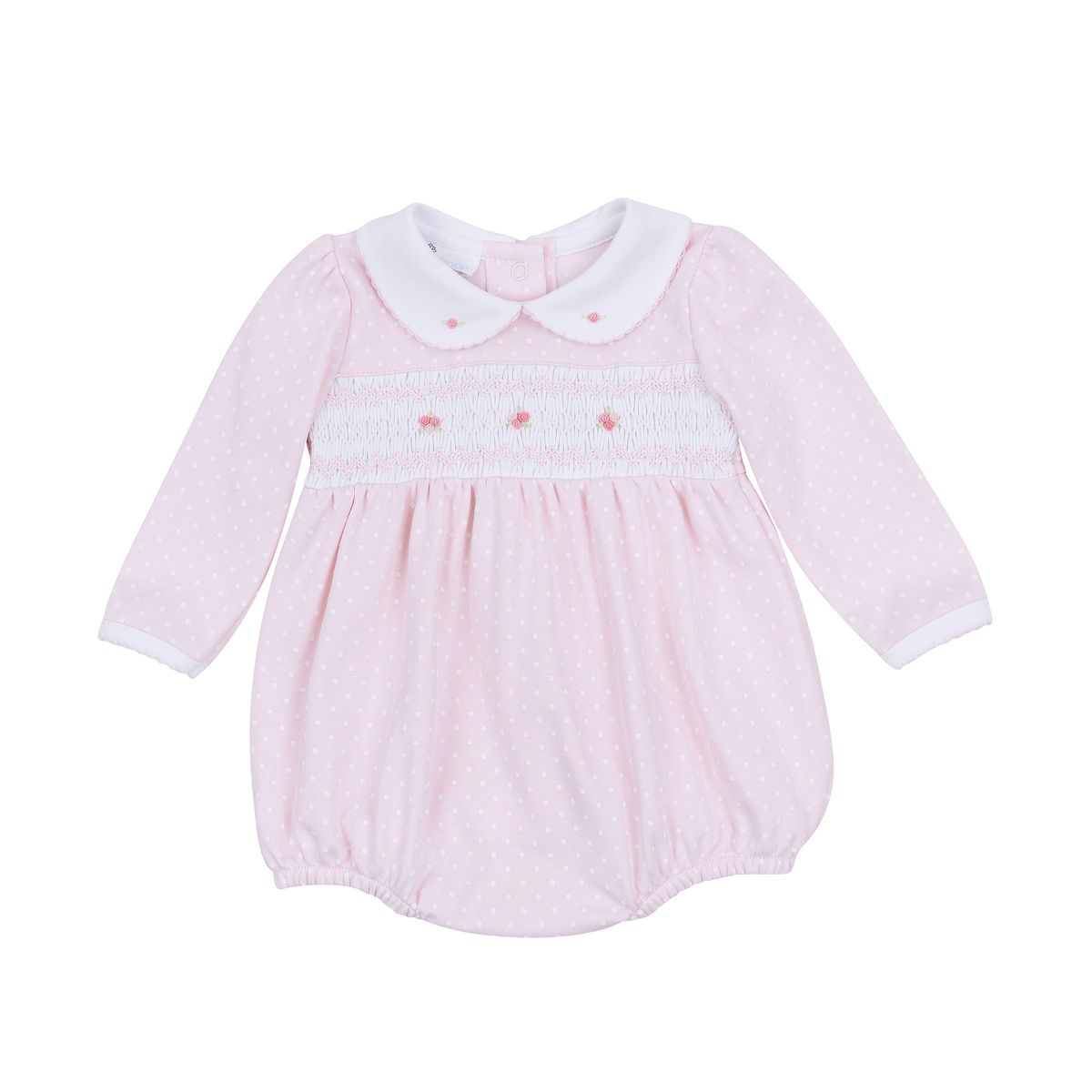 Magnolia Baby smocked pink romper