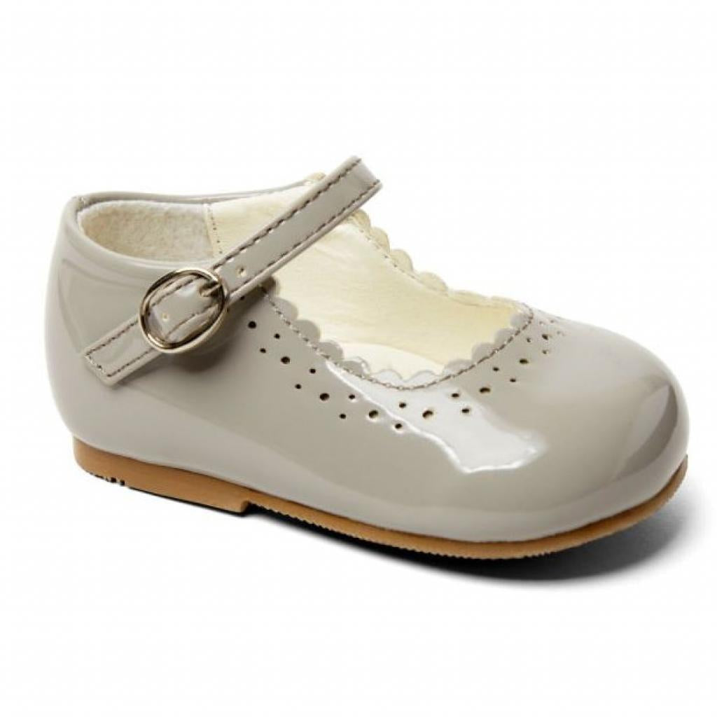 Sevva grey girls patent shoes