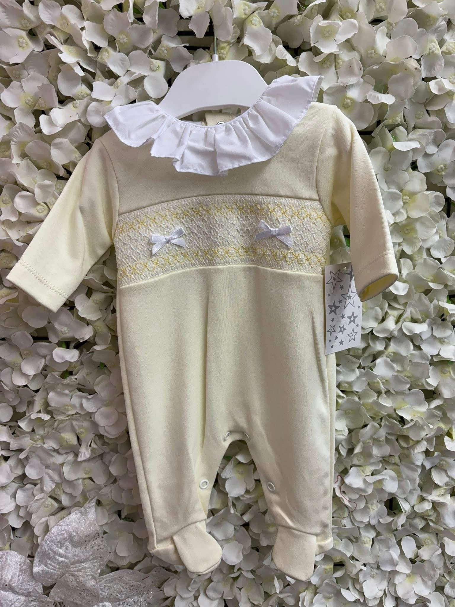 Little stars Lemon  baby girls smocked babygrow