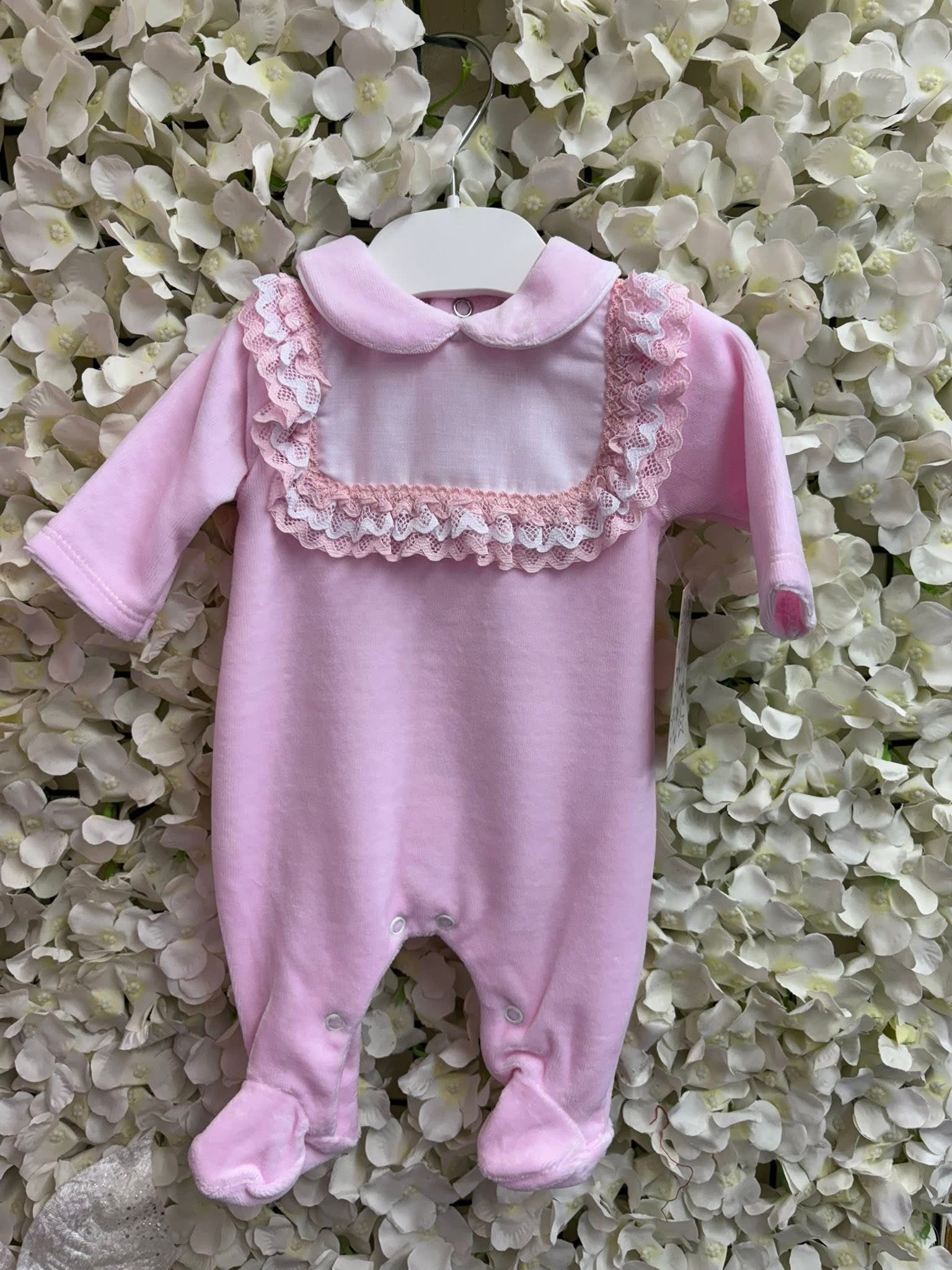 Little stars pink laced detail babygrow