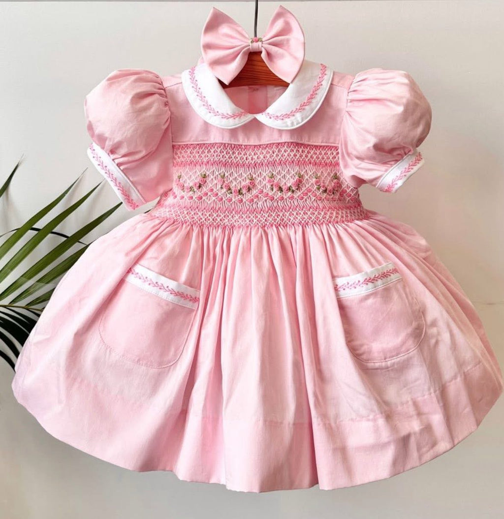 Envy My Baby baby girls pink handsmocked dress 🩷