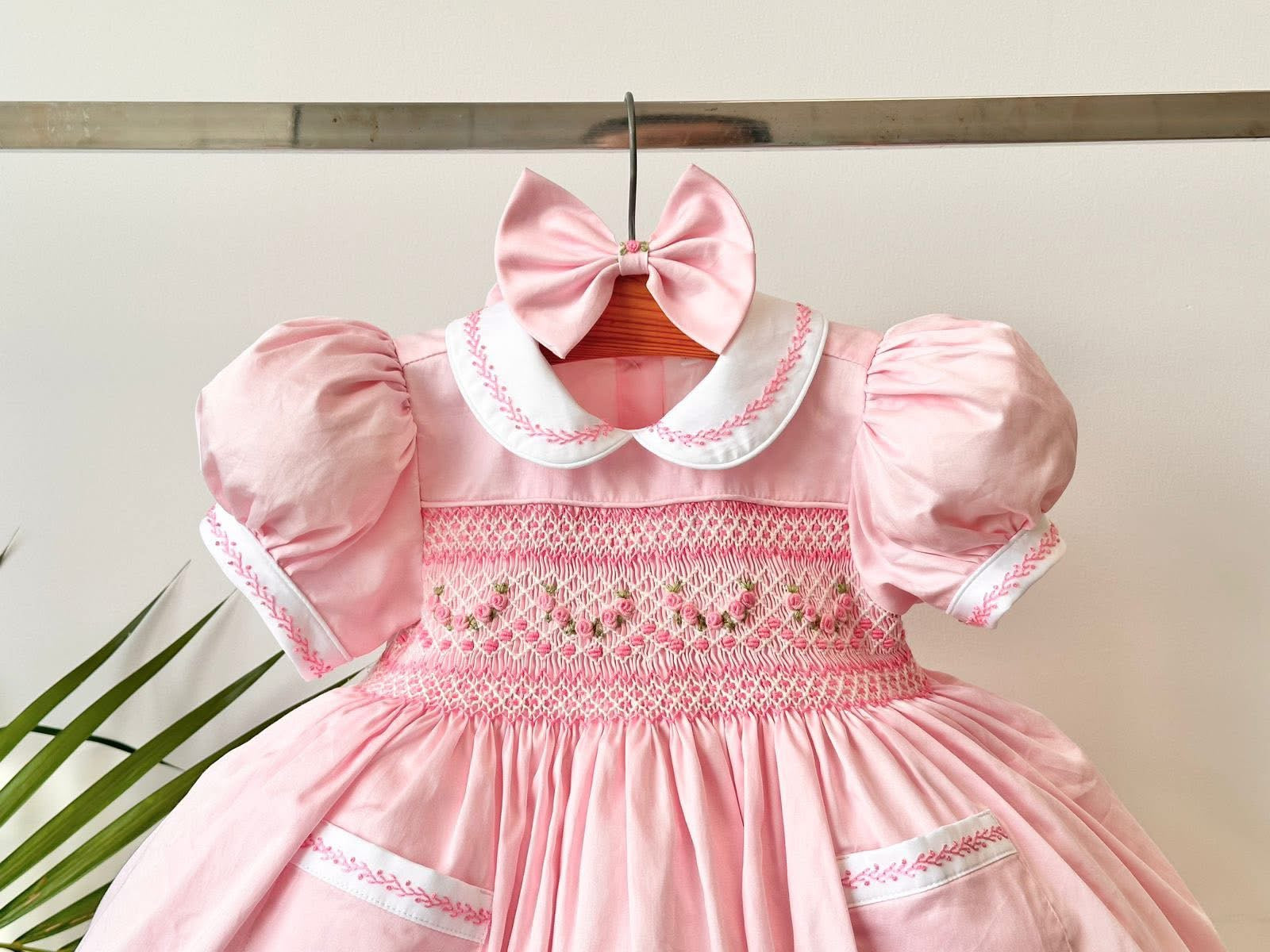 Envy My Baby baby girls pink handsmocked dress 🩷