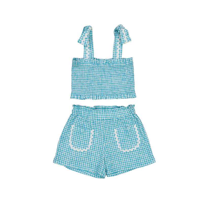 Mayoral girls turquoise 2 piece shorts set 3.232