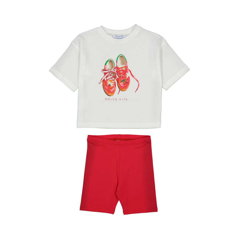 Mayoral girls red shorts set 3.731