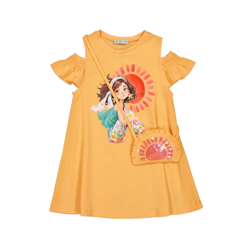Mayoral girls orange summer dress & bag 3.941
