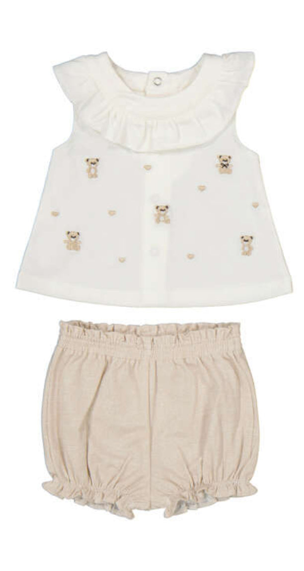 Mayoral beige teddy shorts set 1.642