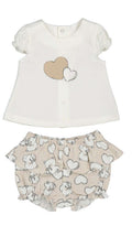 Mayoral baby girls beige hearts short set 1.642