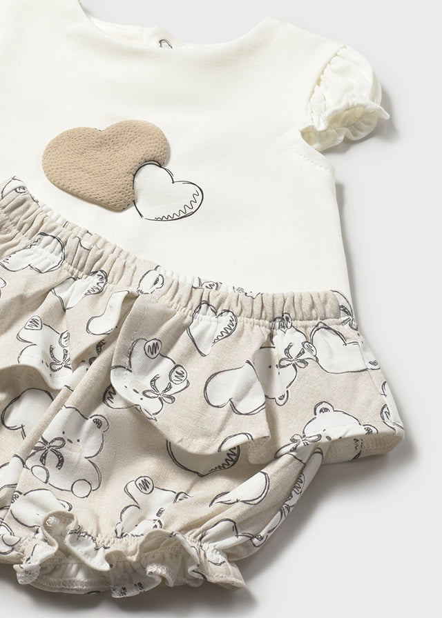 Mayoral baby girls beige hearts short set 1.642
