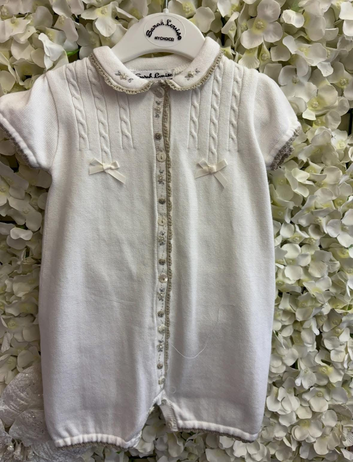 Sarah Louise babygirls knitted romper 008217