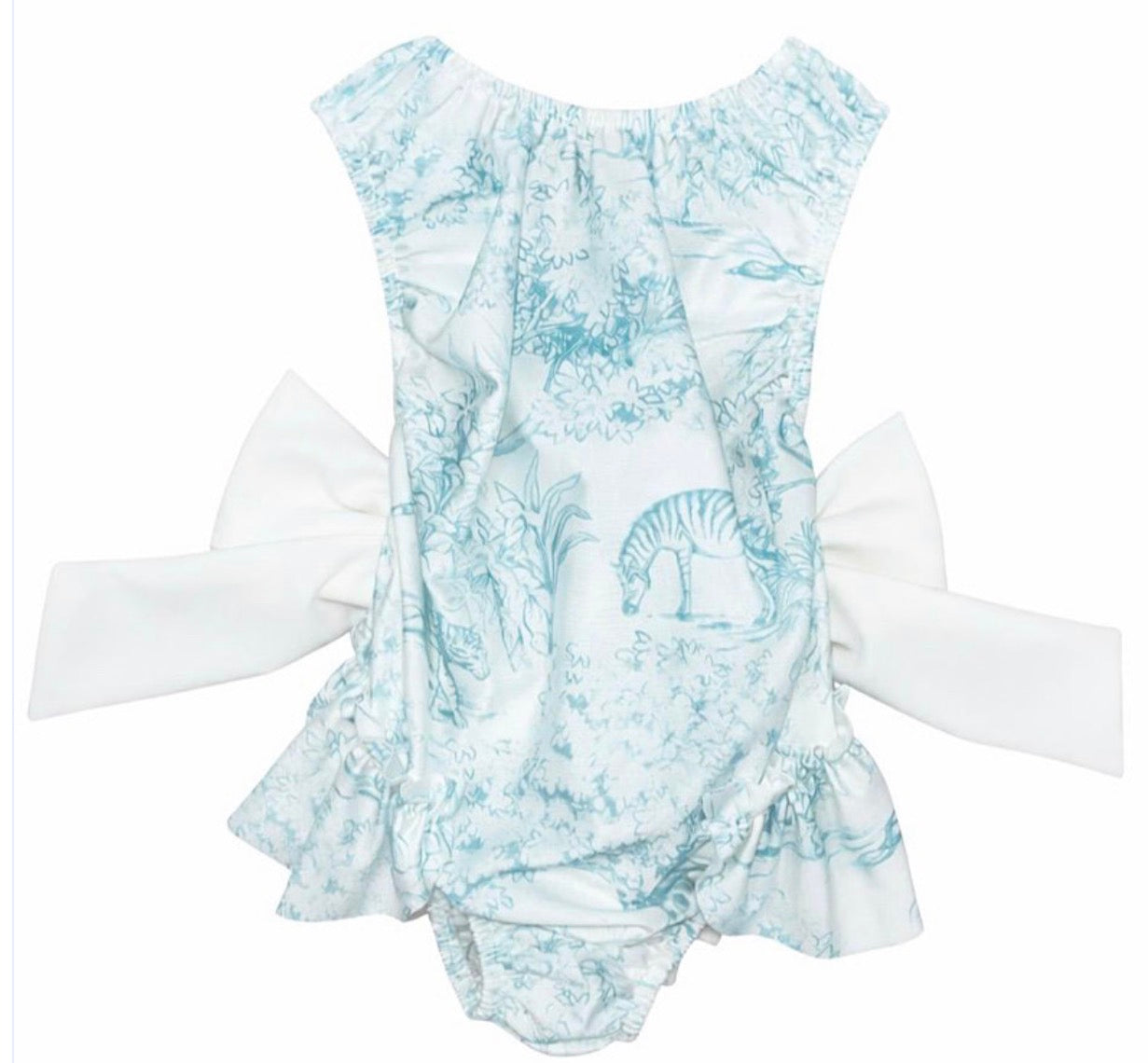 Girls green animal print swimming costume