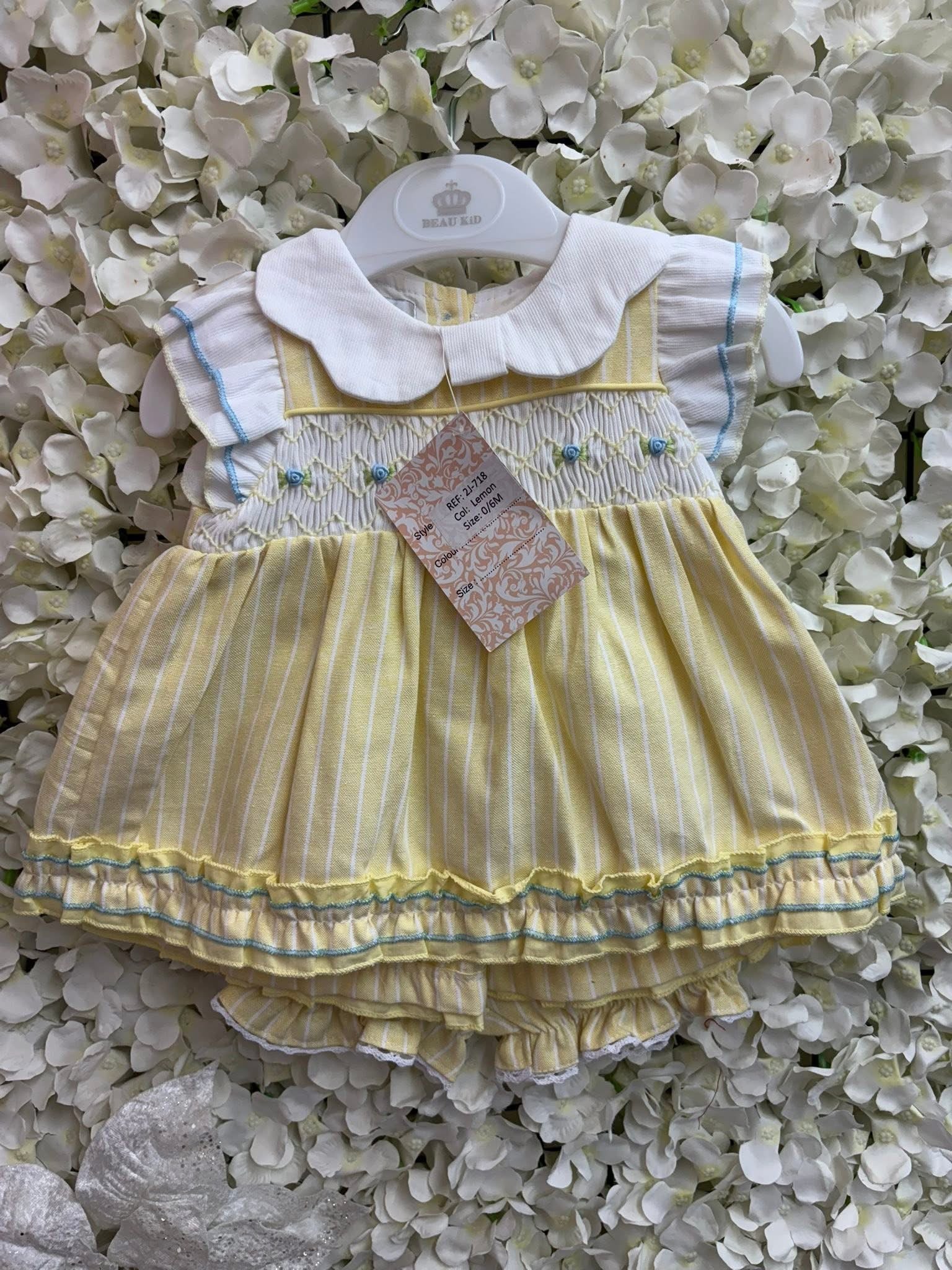 Beau kid girls lemon smocked dress