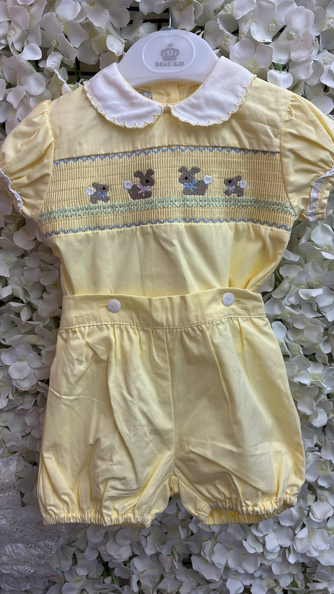 Beau kid lemon girls jam pant smocked bunny set