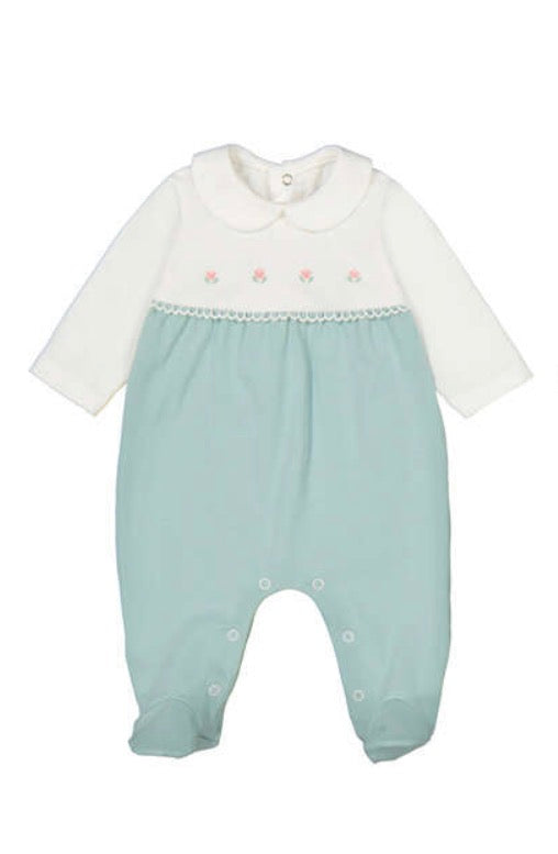 Mayoral baby girls green embroidered babygrow 1.703