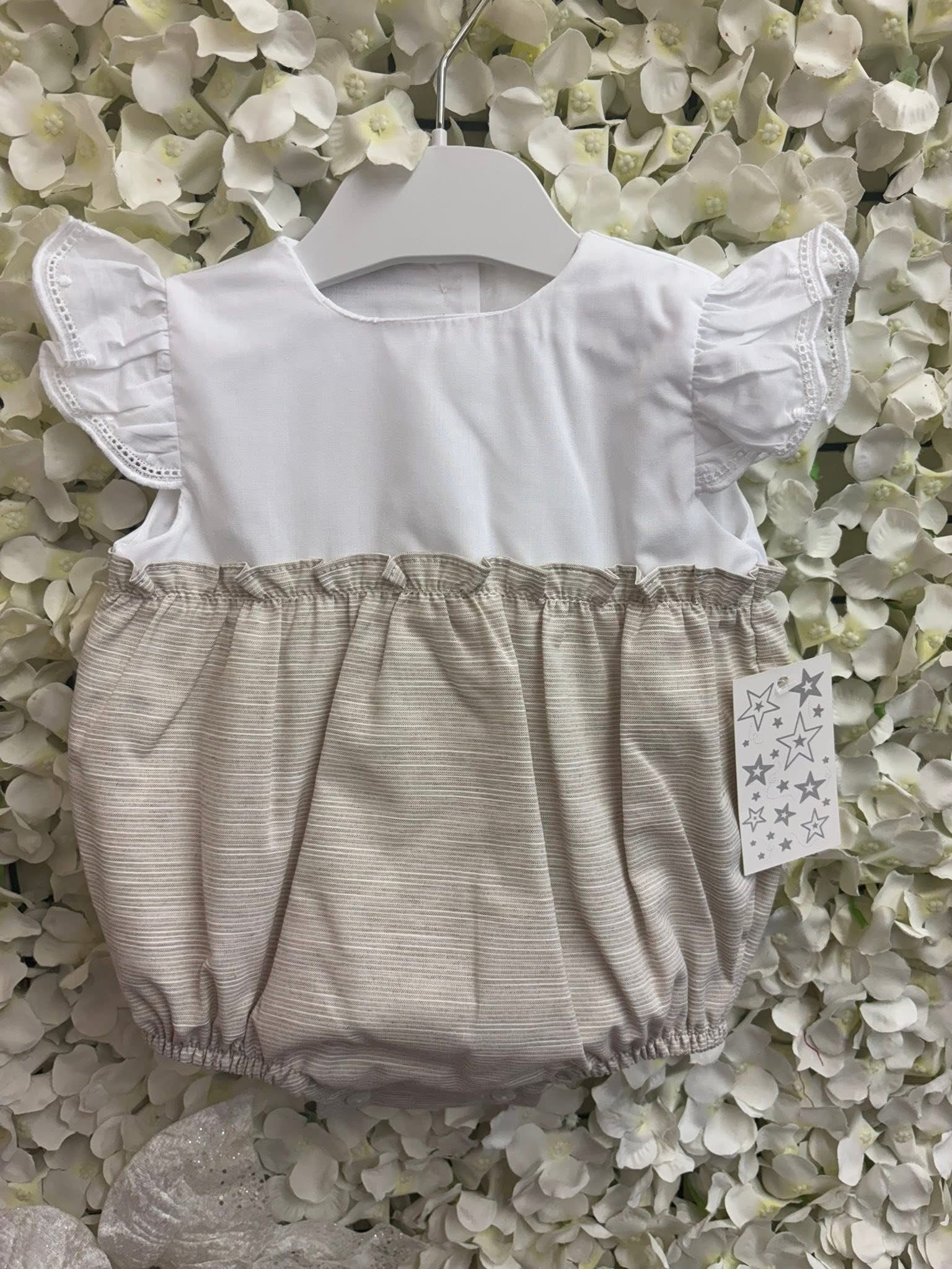 Little stars beige baby girls romper