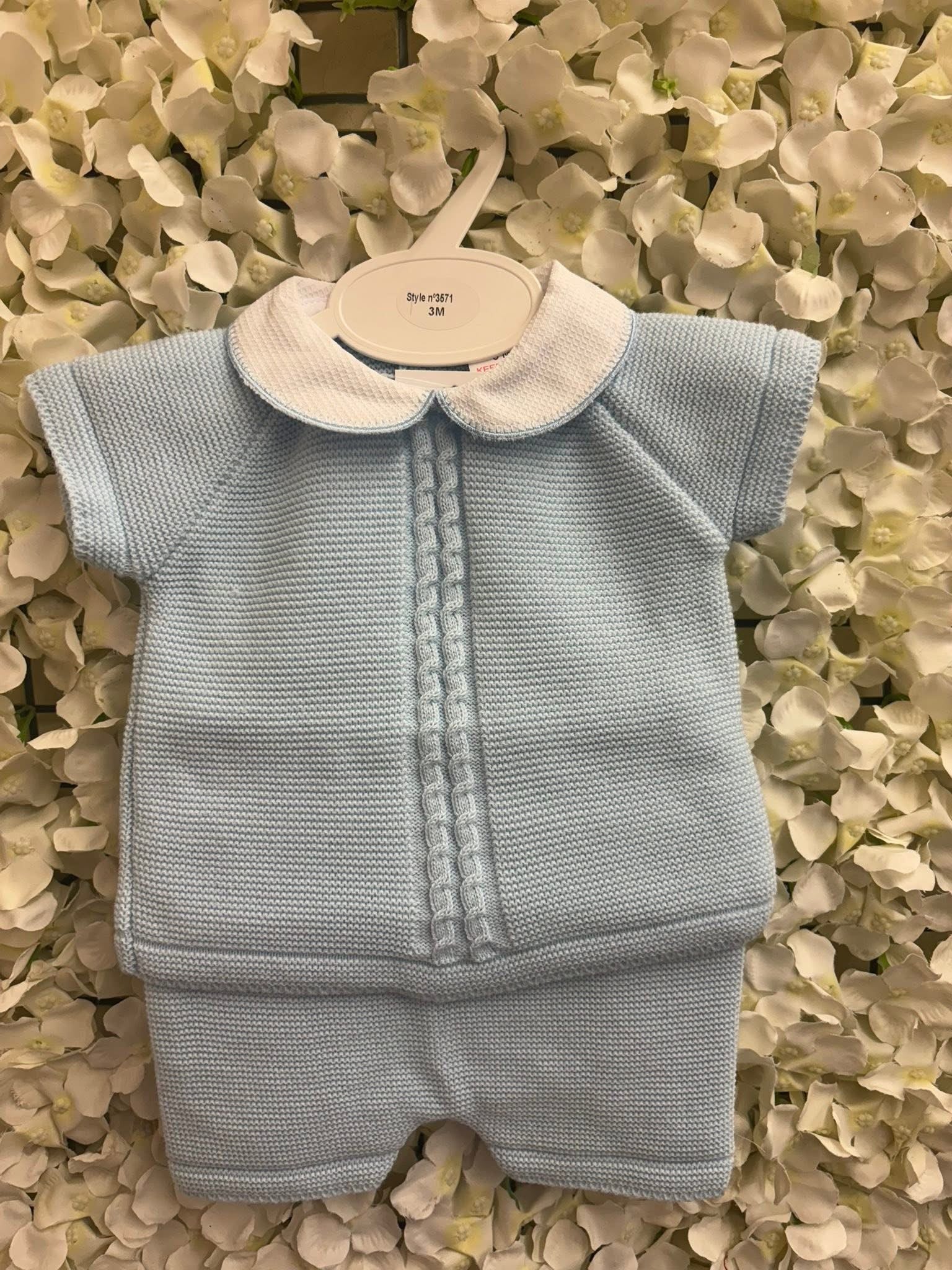 Little stars baby boys blue knitted set