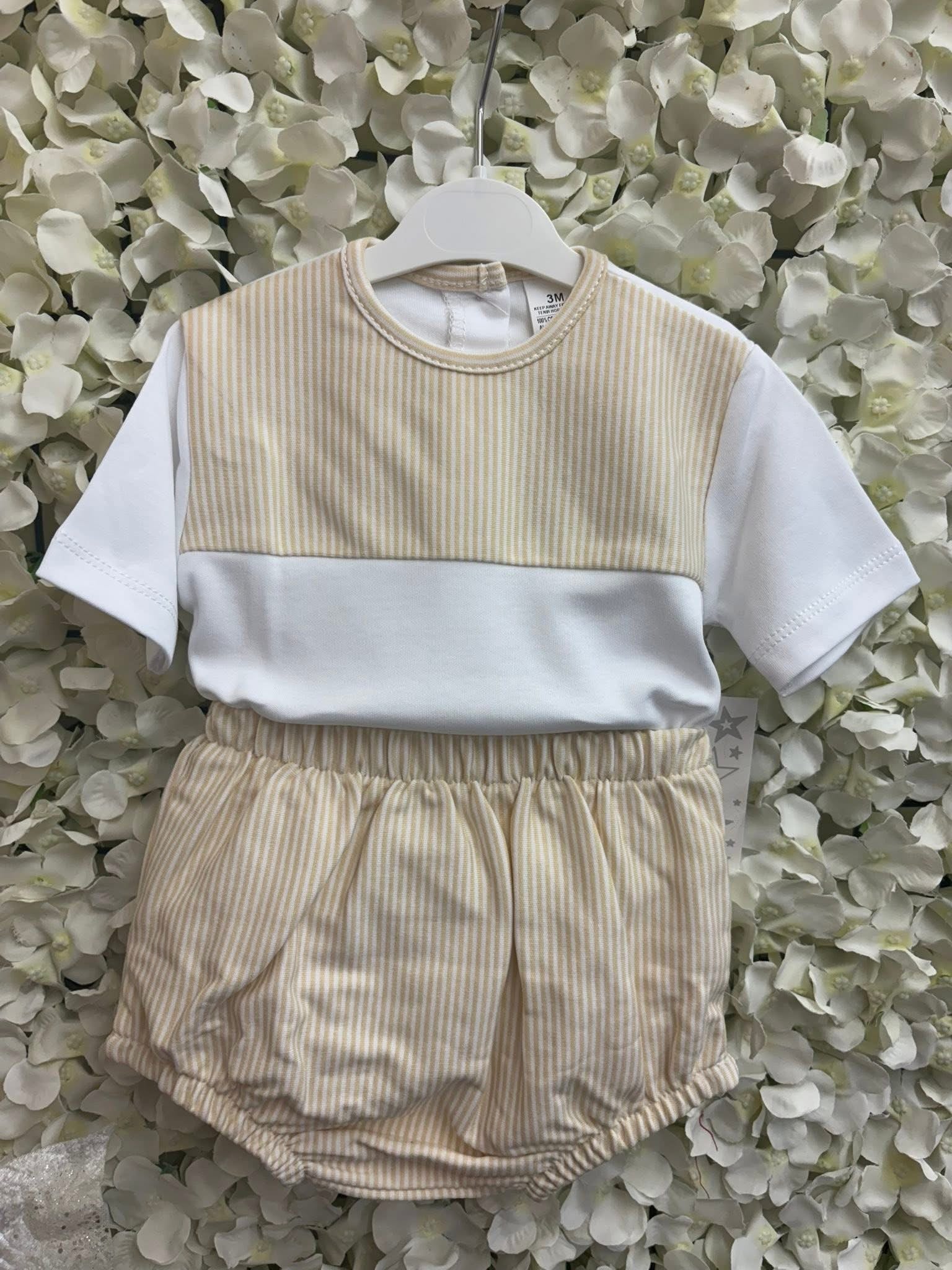 Little stars baby boys lemon striped jam pants set