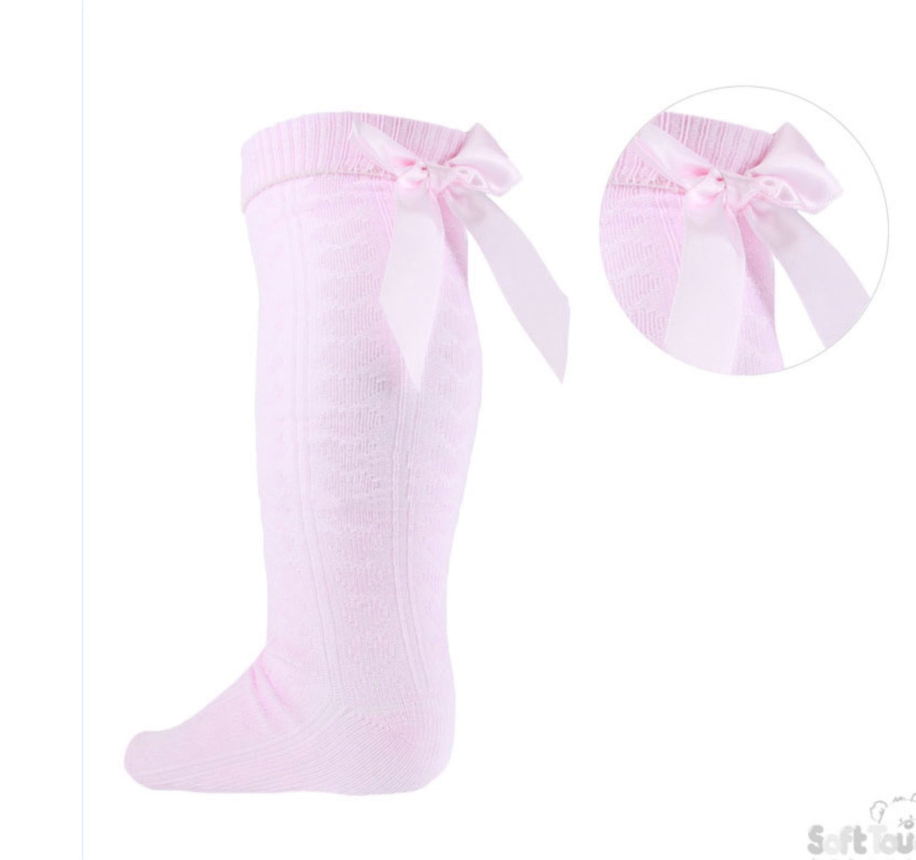 Soft touch pink knee high older girls socks