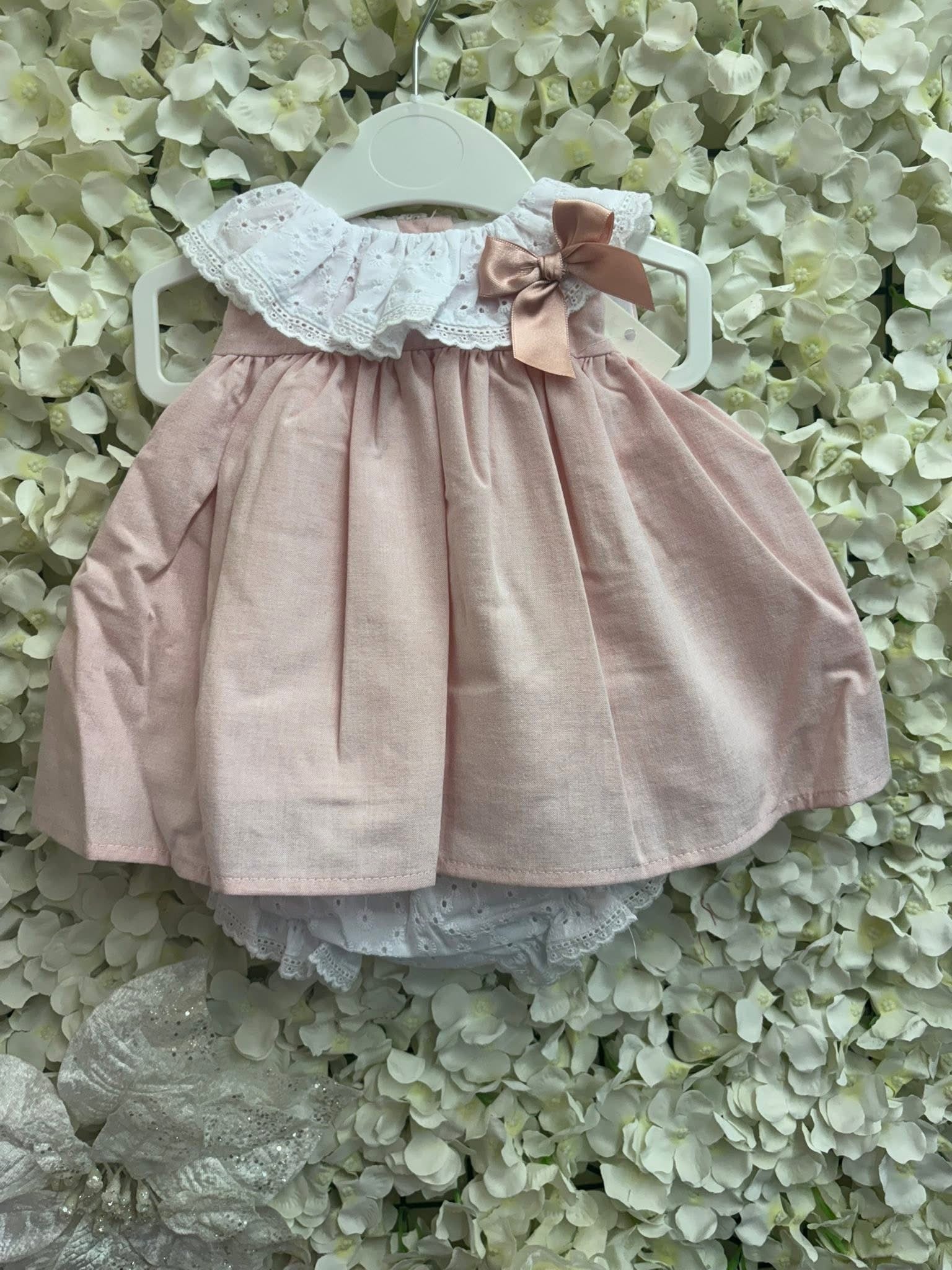 Little stars dark pink dress & bloomers set