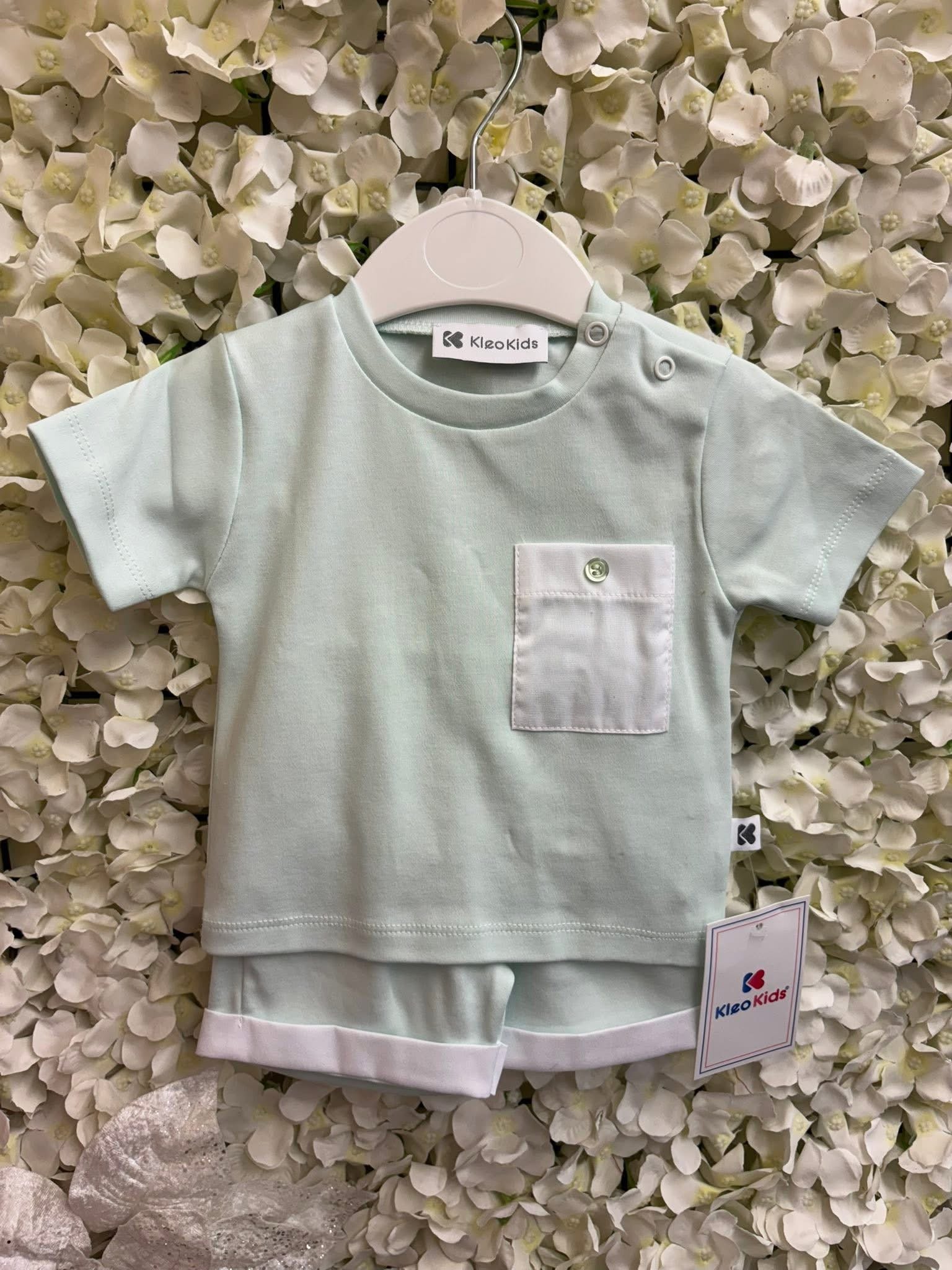 Kleo kids baby boys mint shorts set