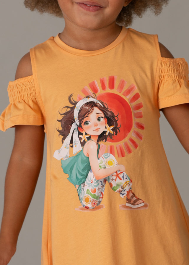 Mayoral girls orange summer dress & bag 3.941
