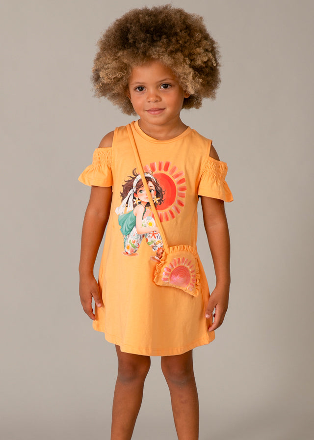 Mayoral girls orange summer dress & bag 3.941