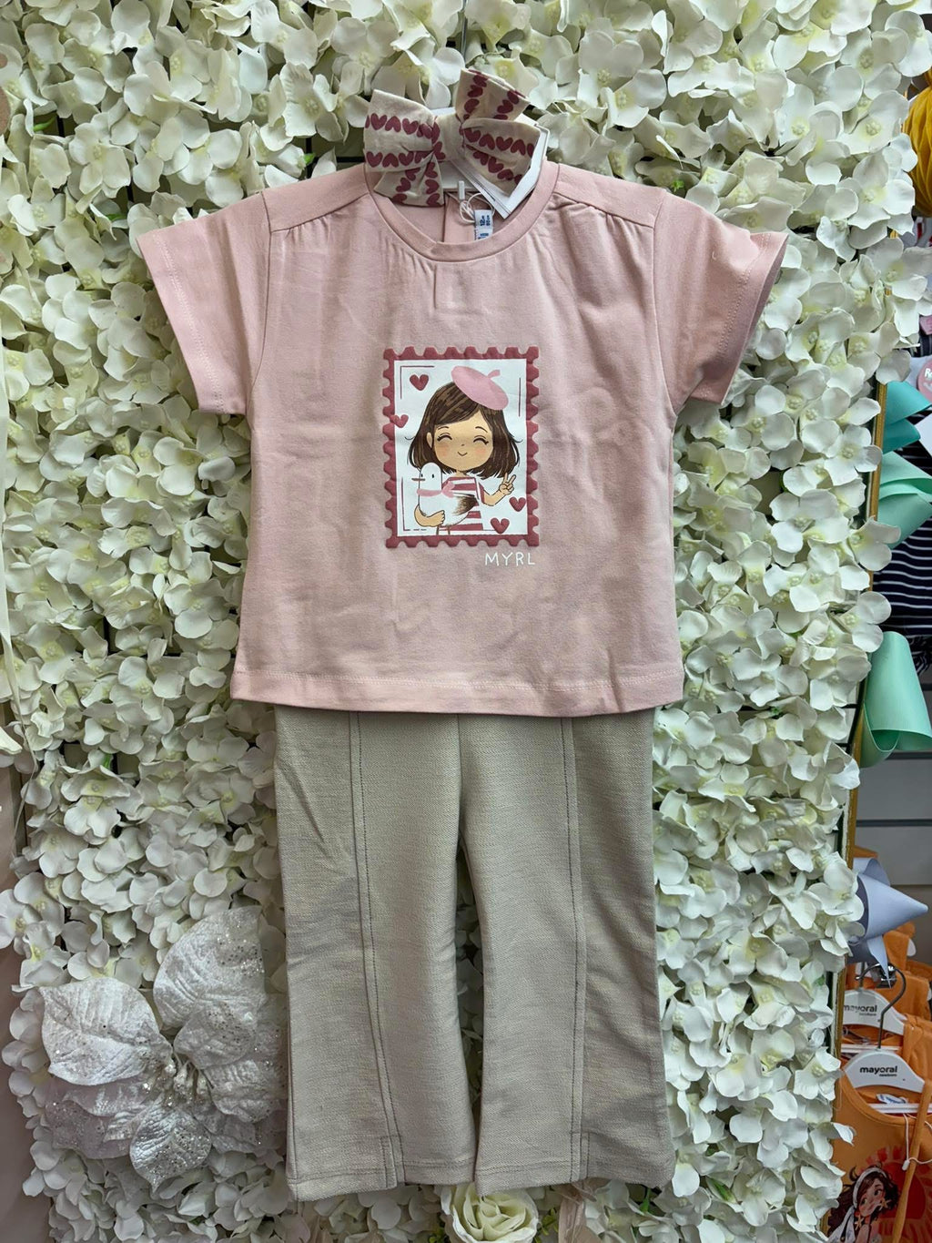 Mayoral girls flared trousers, t shirt & headband