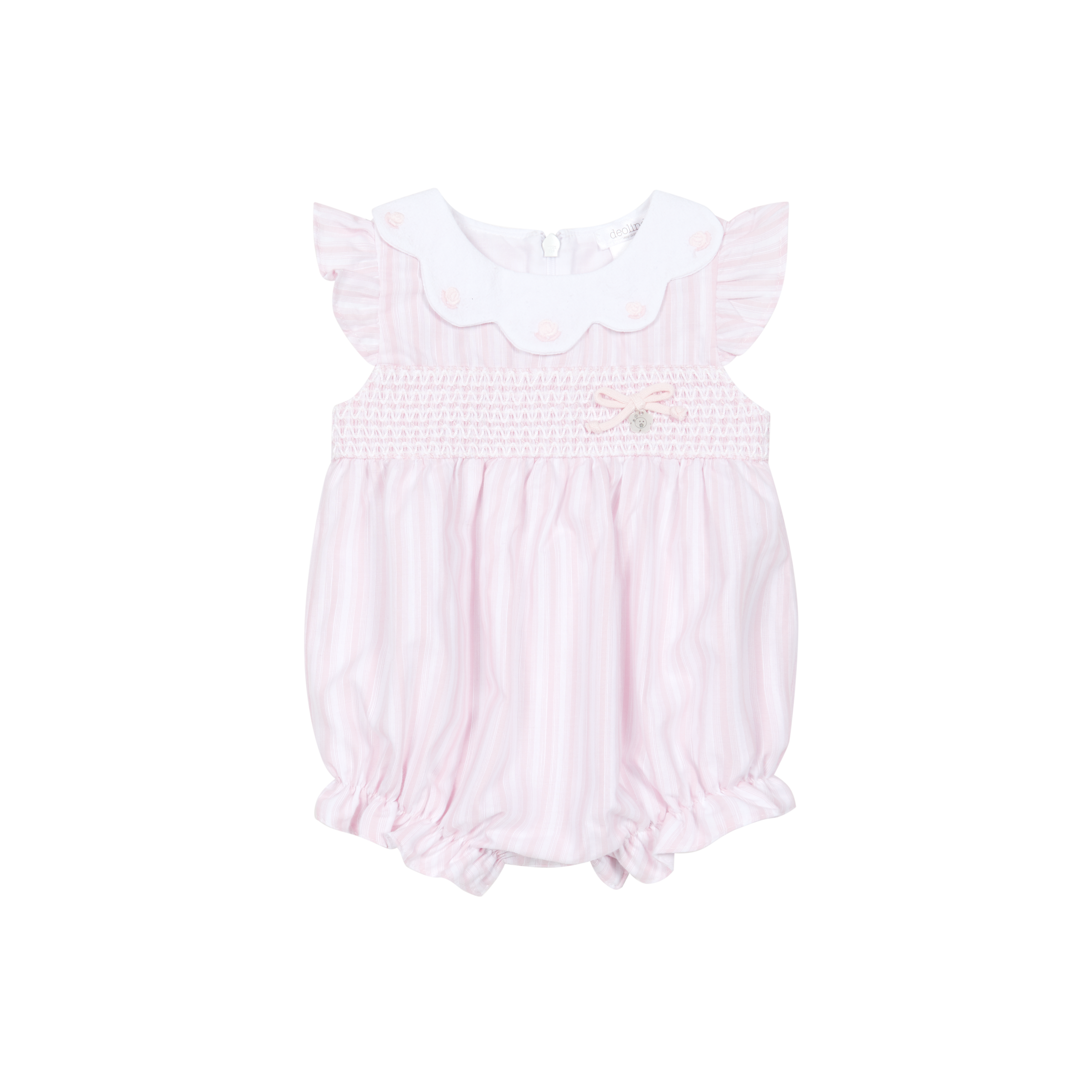 Deolinda baby girls smocked striped  pink romper DBV26508