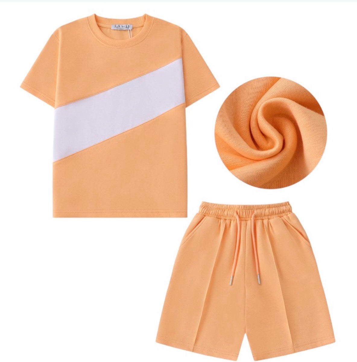 Samli boys orange shorts set