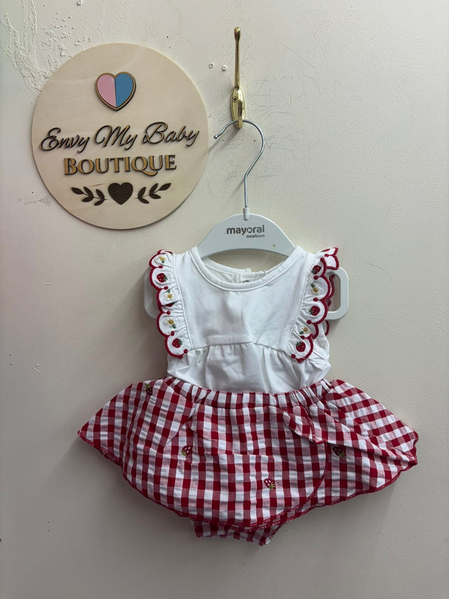 Mayoral baby girls strawberry jam pants set