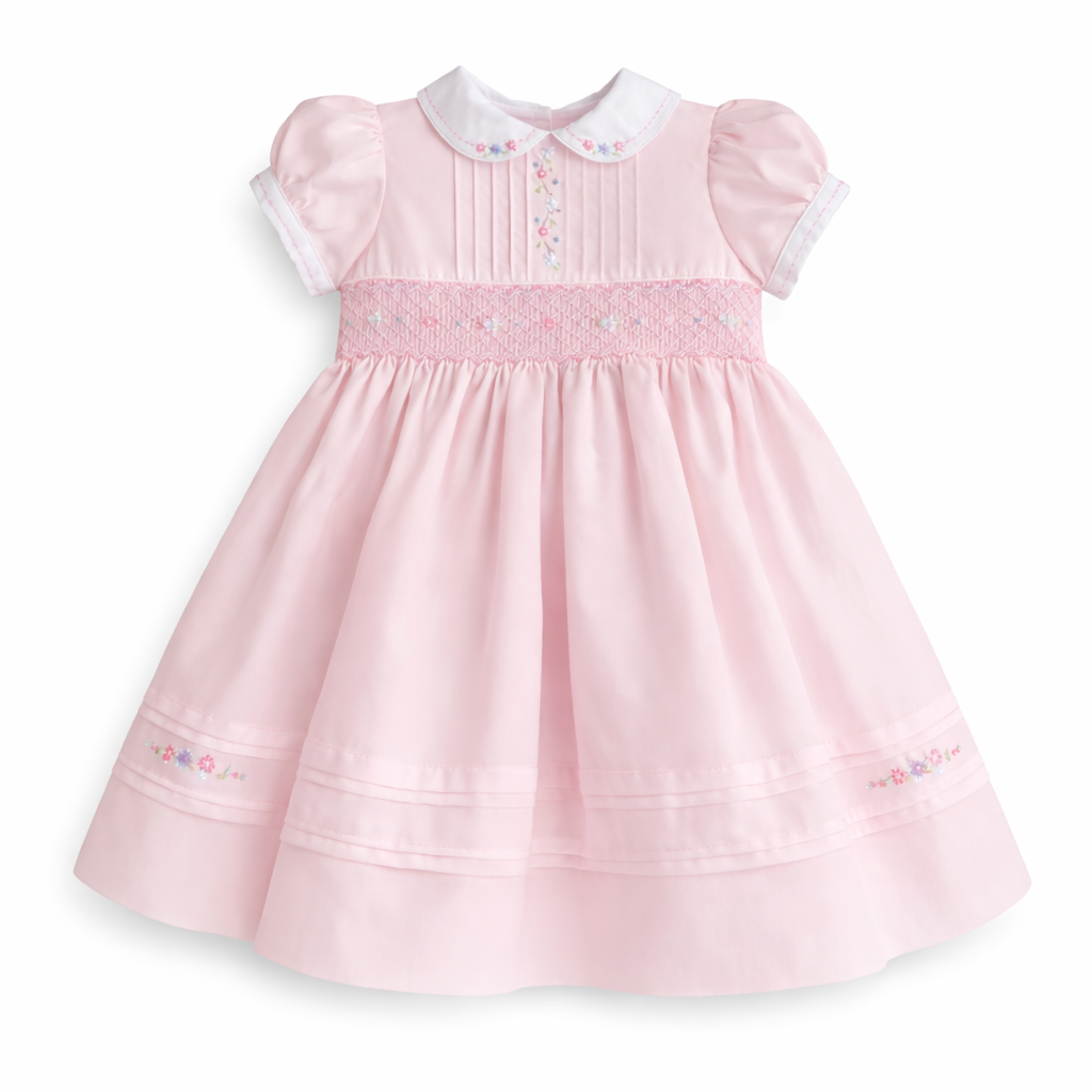 Sarah Louise baby girls pink smocked dress 013829