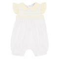 Blues Baby White and lemon baby girls smocked romper BB2268
