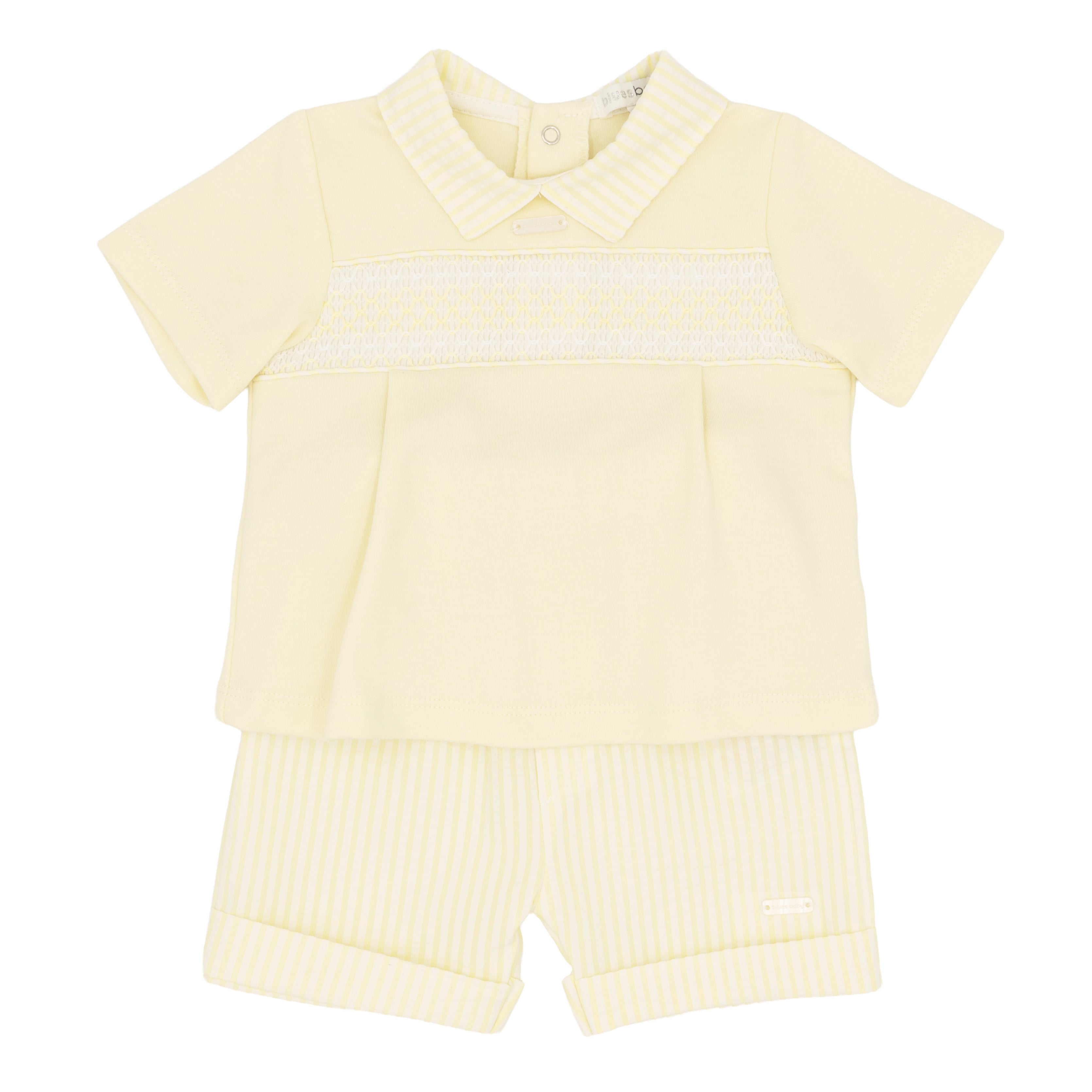 Blues Baby boys lemon smocked shorts set BB2263