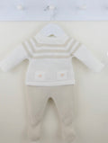 Pex baby boys beige 2 piece knitted set