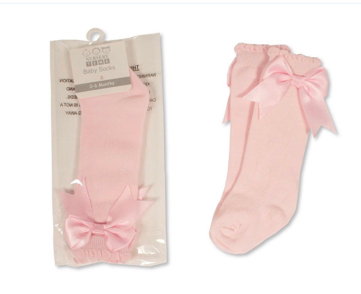 Nursery time baby girls knee high socks pink /beige  /lemon / red / sage green