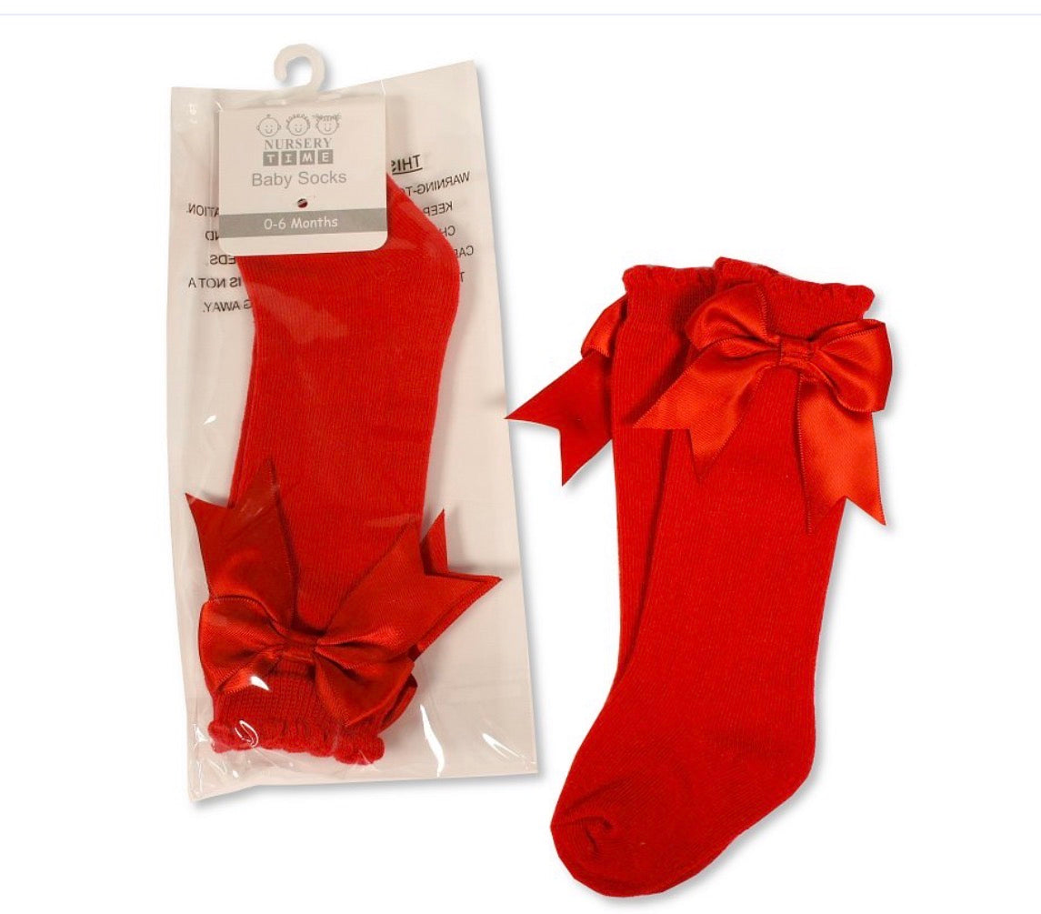 Nursery time baby girls knee high socks pink /beige  /lemon / red / sage green