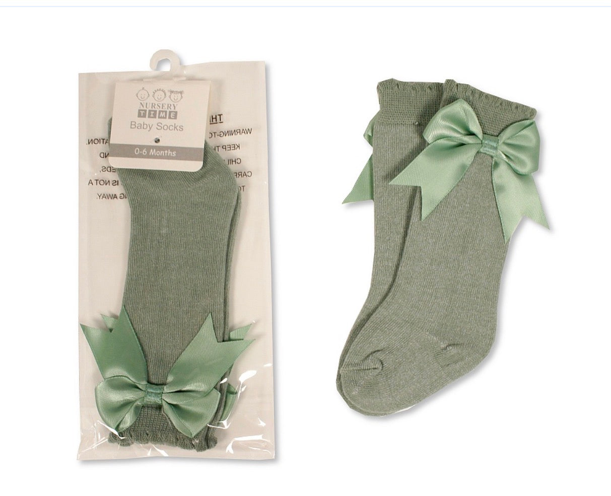 Nursery time baby girls knee high socks pink /beige  /lemon / red / sage green