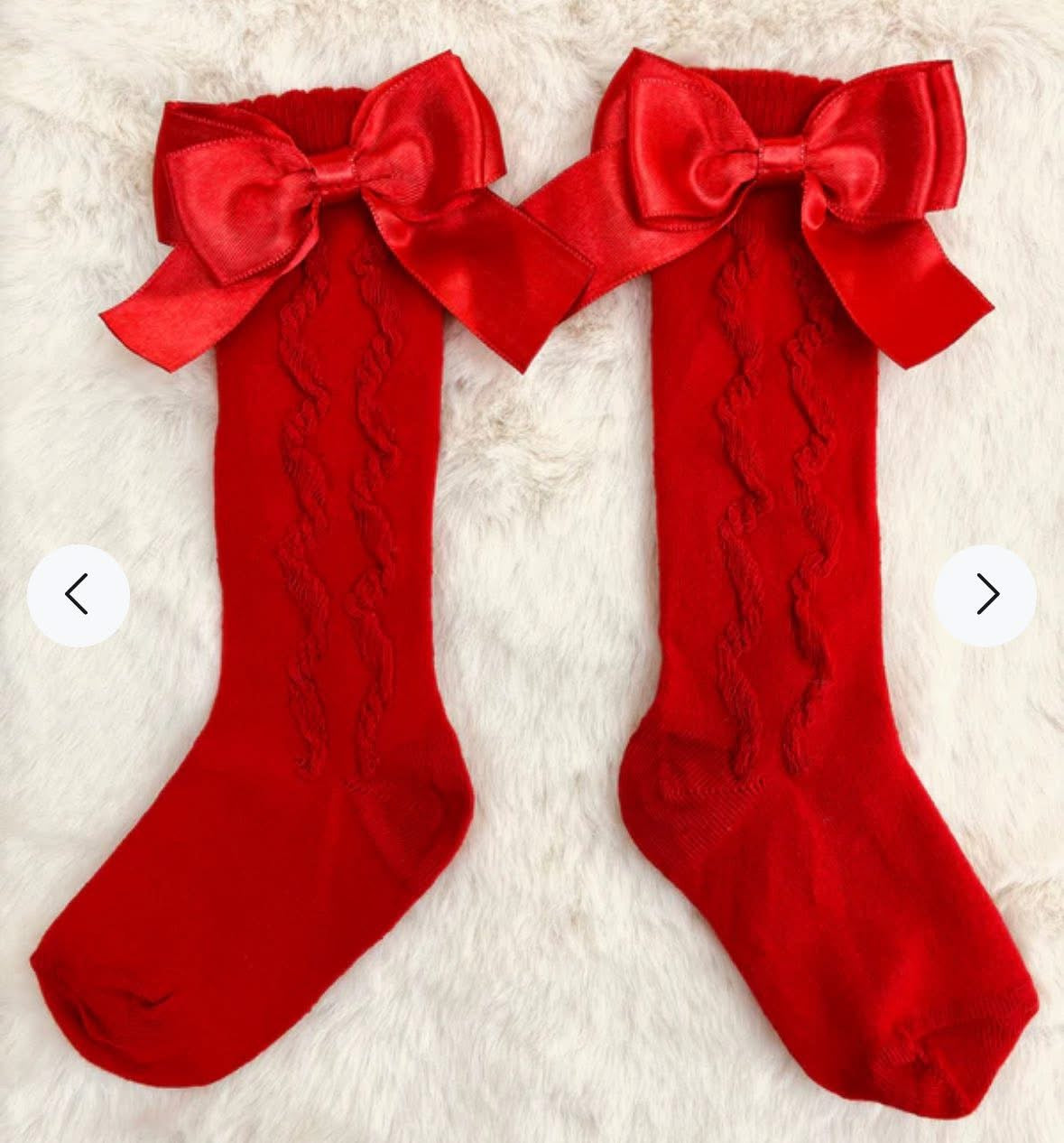 Pex red girls knee high socks
