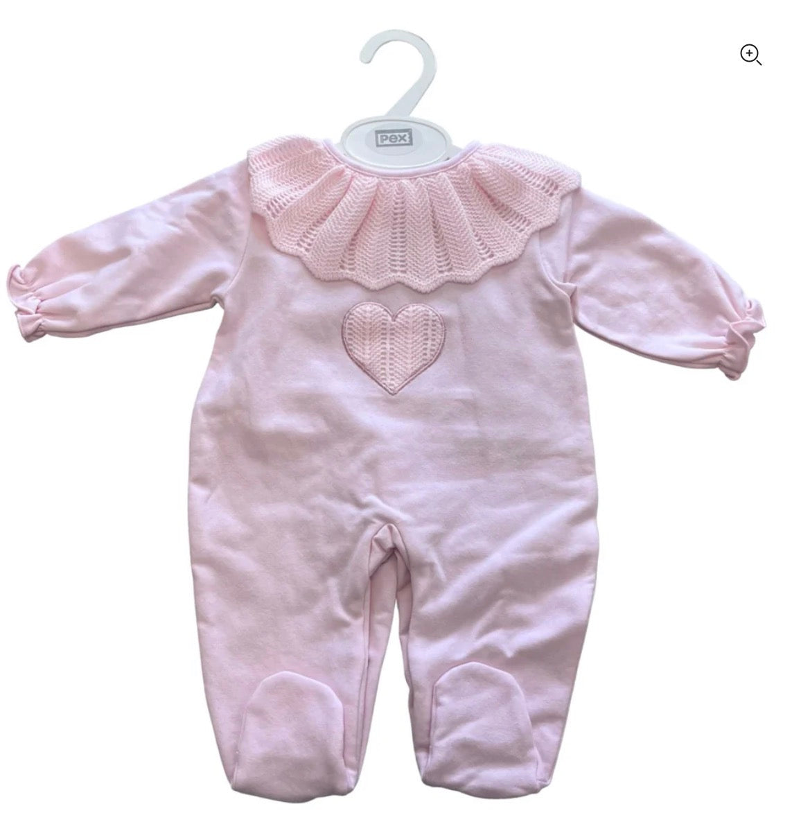 Pex heart & frill collared babygirls babygrow
