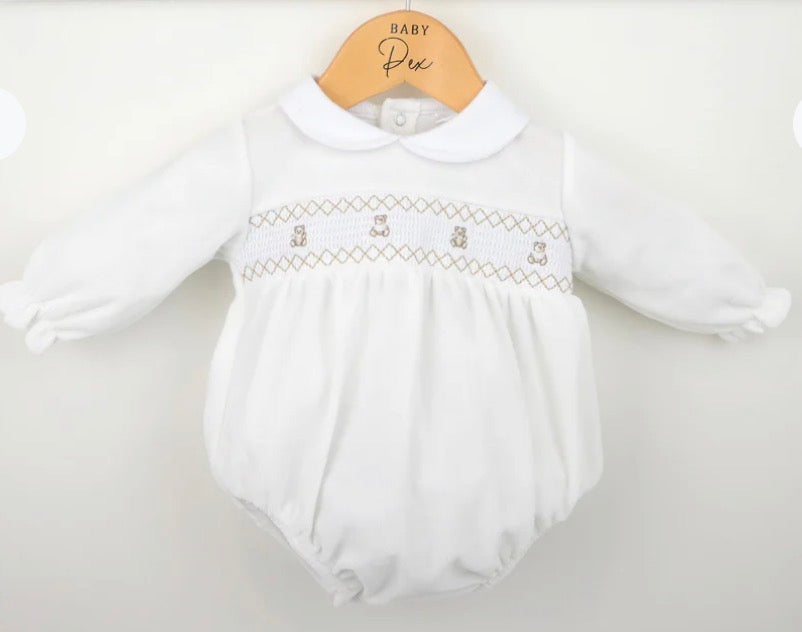 Pex premature baby smocked Teddy romper