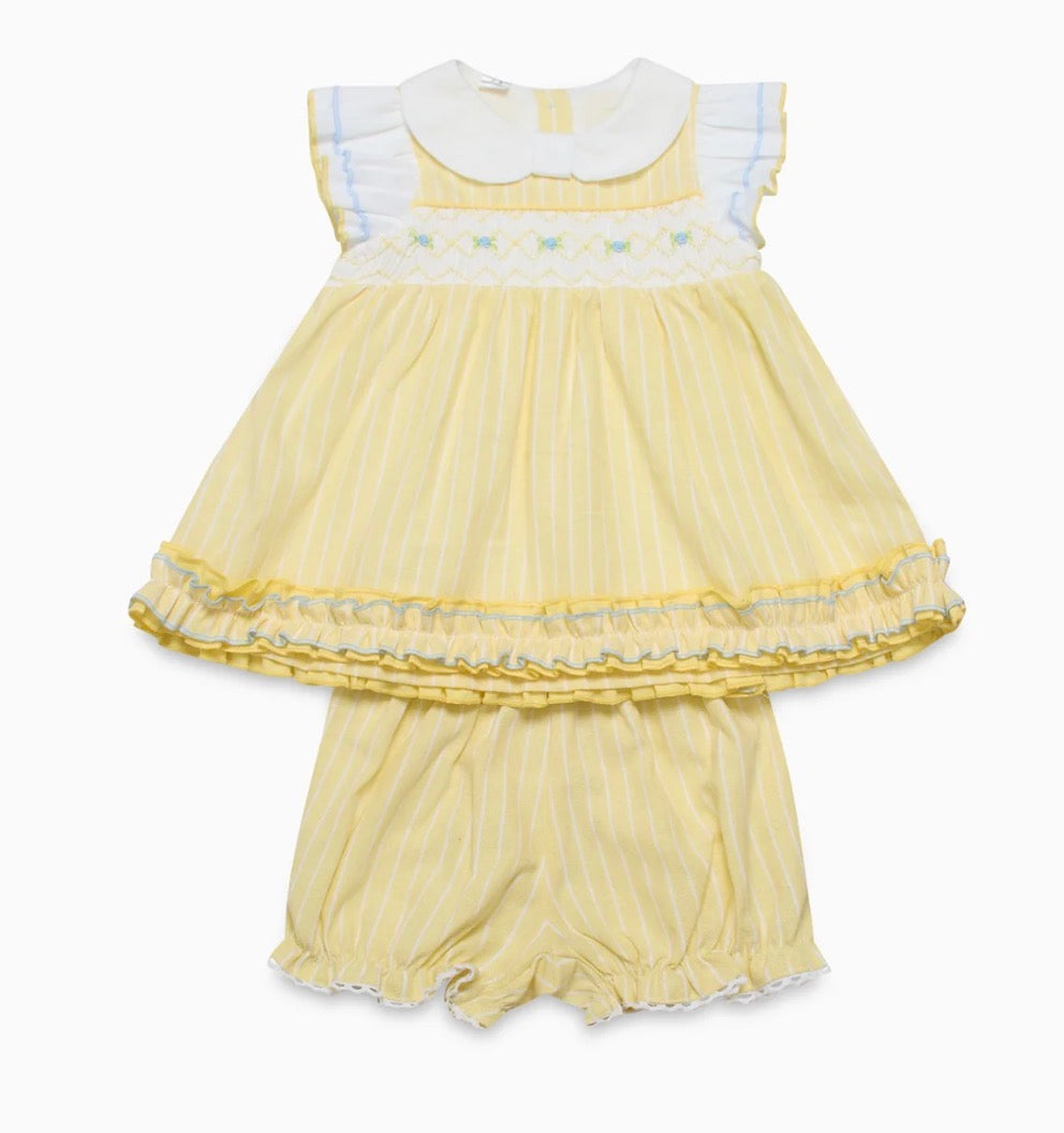 Beau kid girls lemon smocked dress