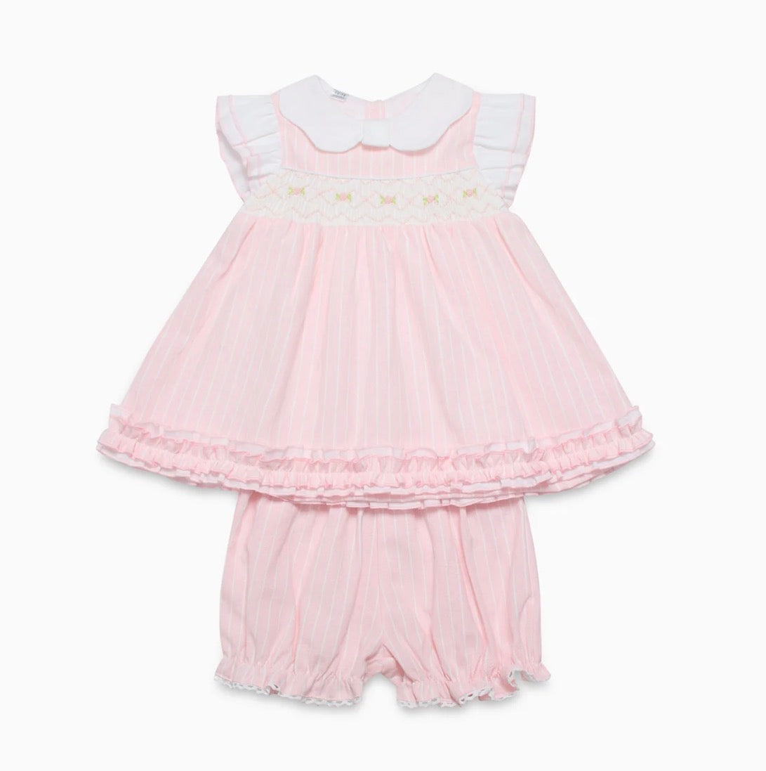 Beau kid  girls pink smocked dress & bloomers