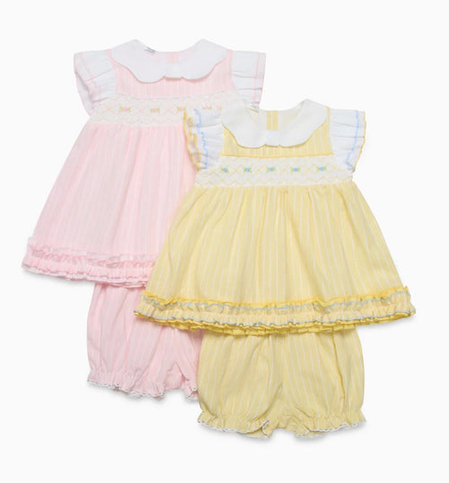 Beau kid  girls pink smocked dress & bloomers