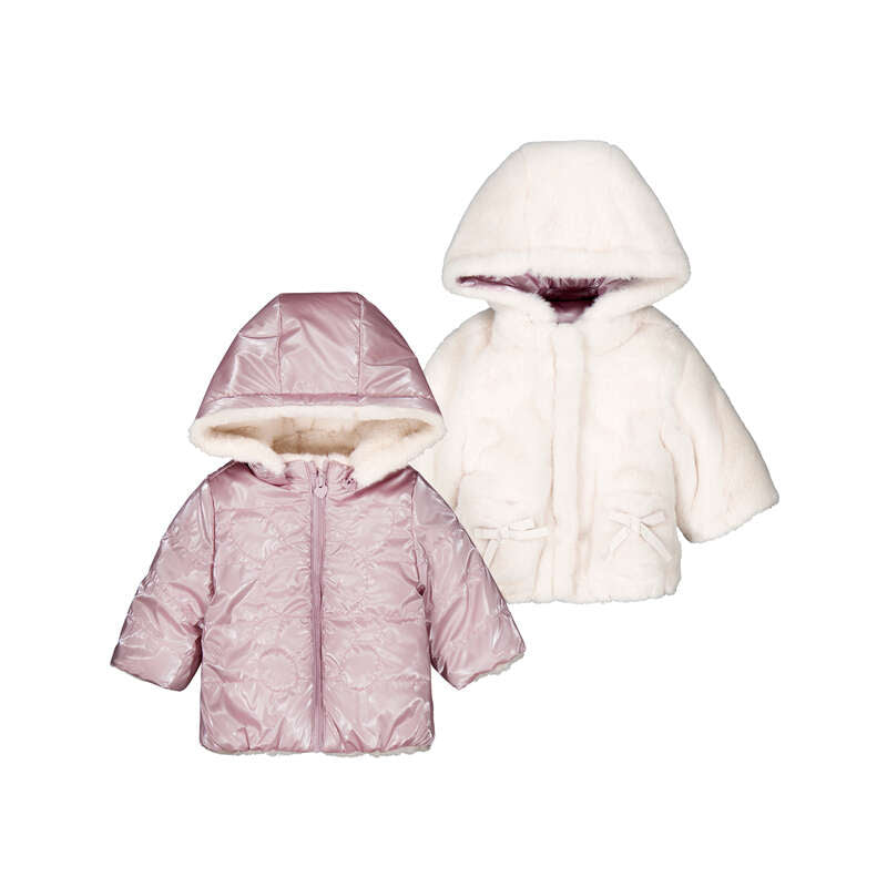 Pre order - mayoral reversable cream & lilac girls coat