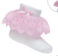 Soft touch white & pink lace socks